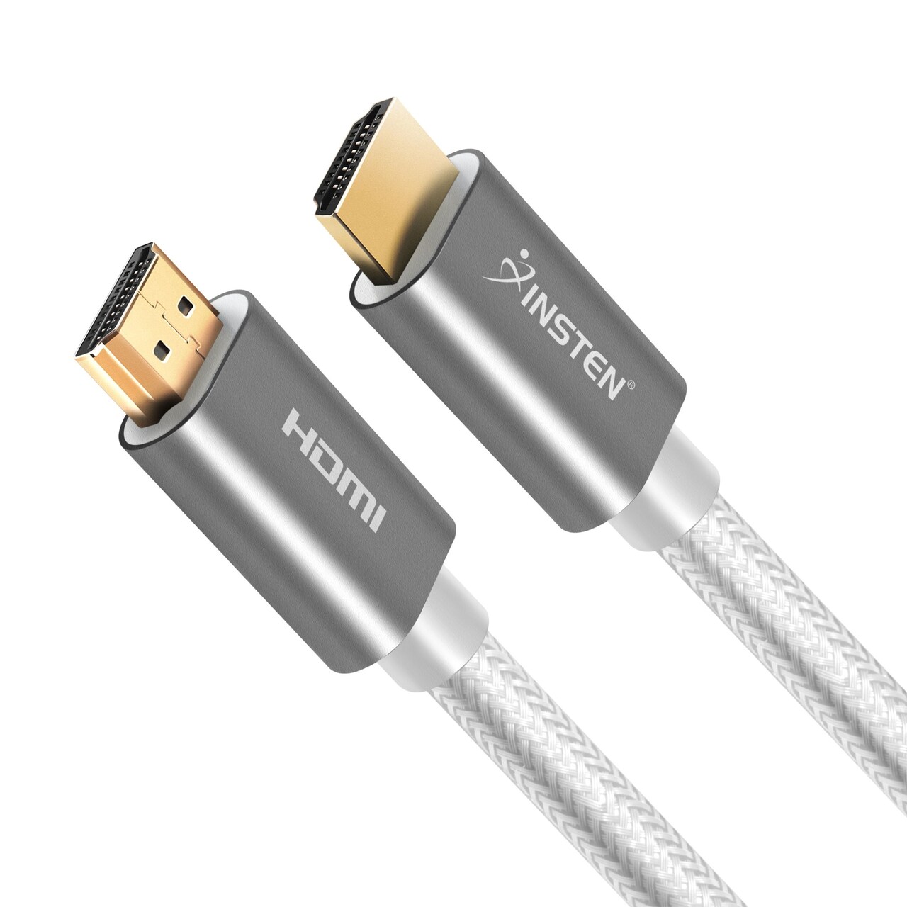 Insten - 3 Feet HDMI Male to Male Cable, 2.1 Version, 8K 60Hz, 48Gbps, Gold Connectors, Nylon Braided, White